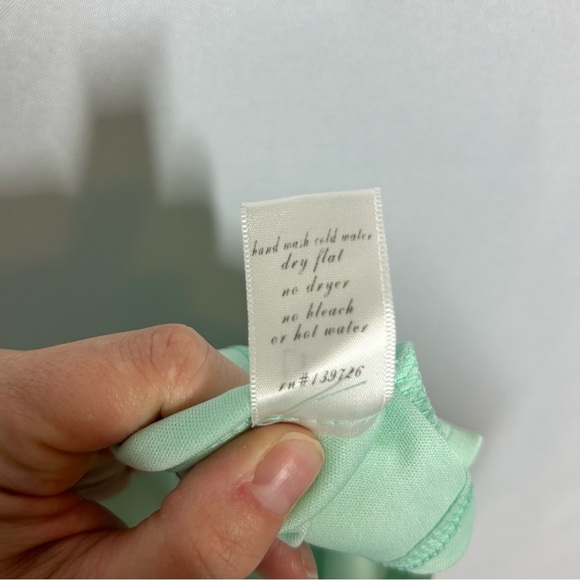 Alya | Strapless Floral Lace Light Blue Teal Aqua Sweetheart Midi Dress Size XS - Picture 11 of 13